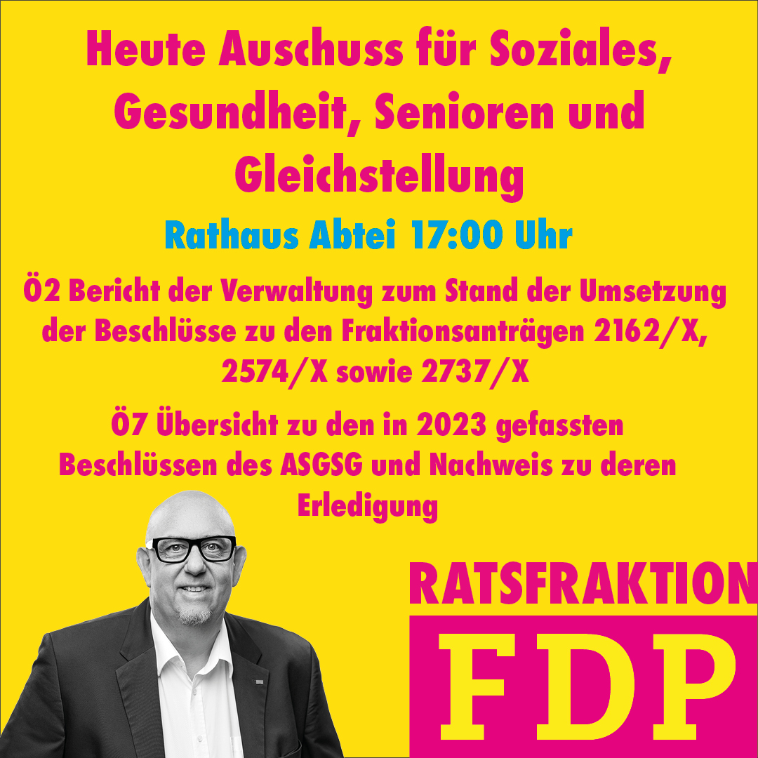 Ausschuss für Soziales, Gesundheit, Senioren und Gleichstellung tagt