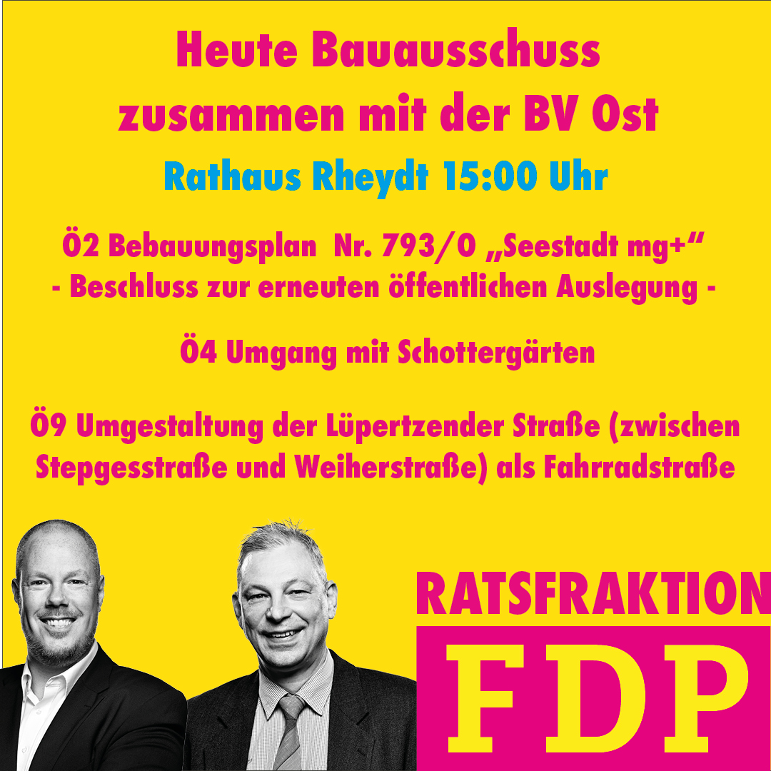 Bezirksvertretung Ost und Ausschuss für Planung, Bauen und Stadtentwicklung tagen gemeinsam